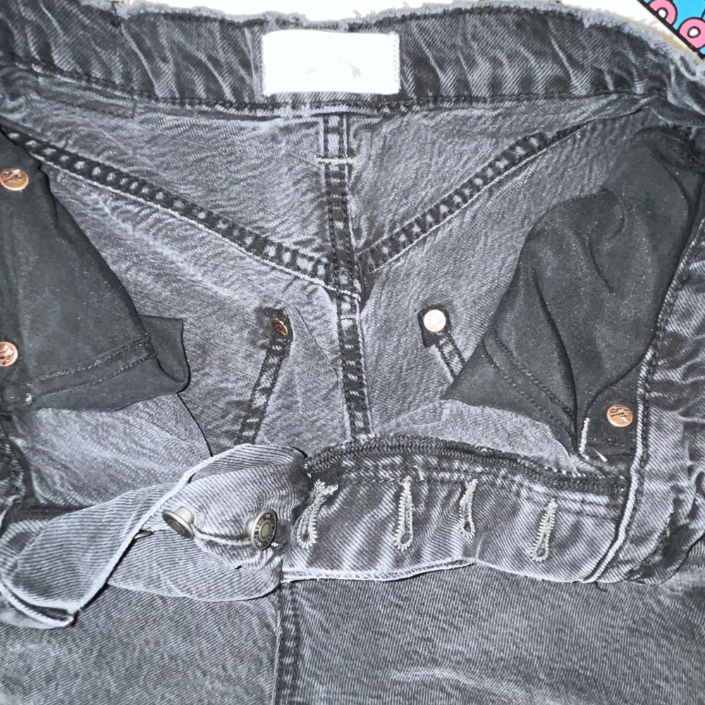 Free People Old West Slouchy Wide Leg Jeans 25 Gray Distressed - Picture 10 of 11